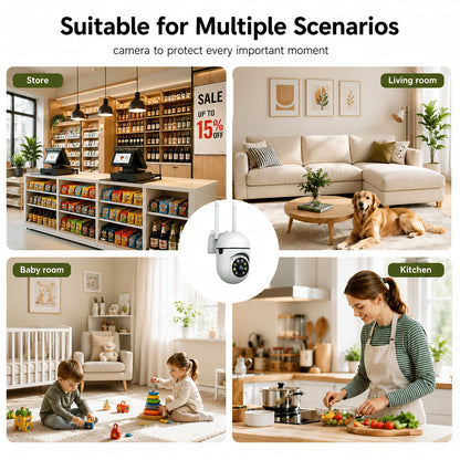 Plug-In Indoor Monitoring Camera Kits with Two-Pack 5MP WiFi or Four-Pack 4G Plus WiFi Labels, Listed Motion Detection, Two-Way Audio and Color Night Vision