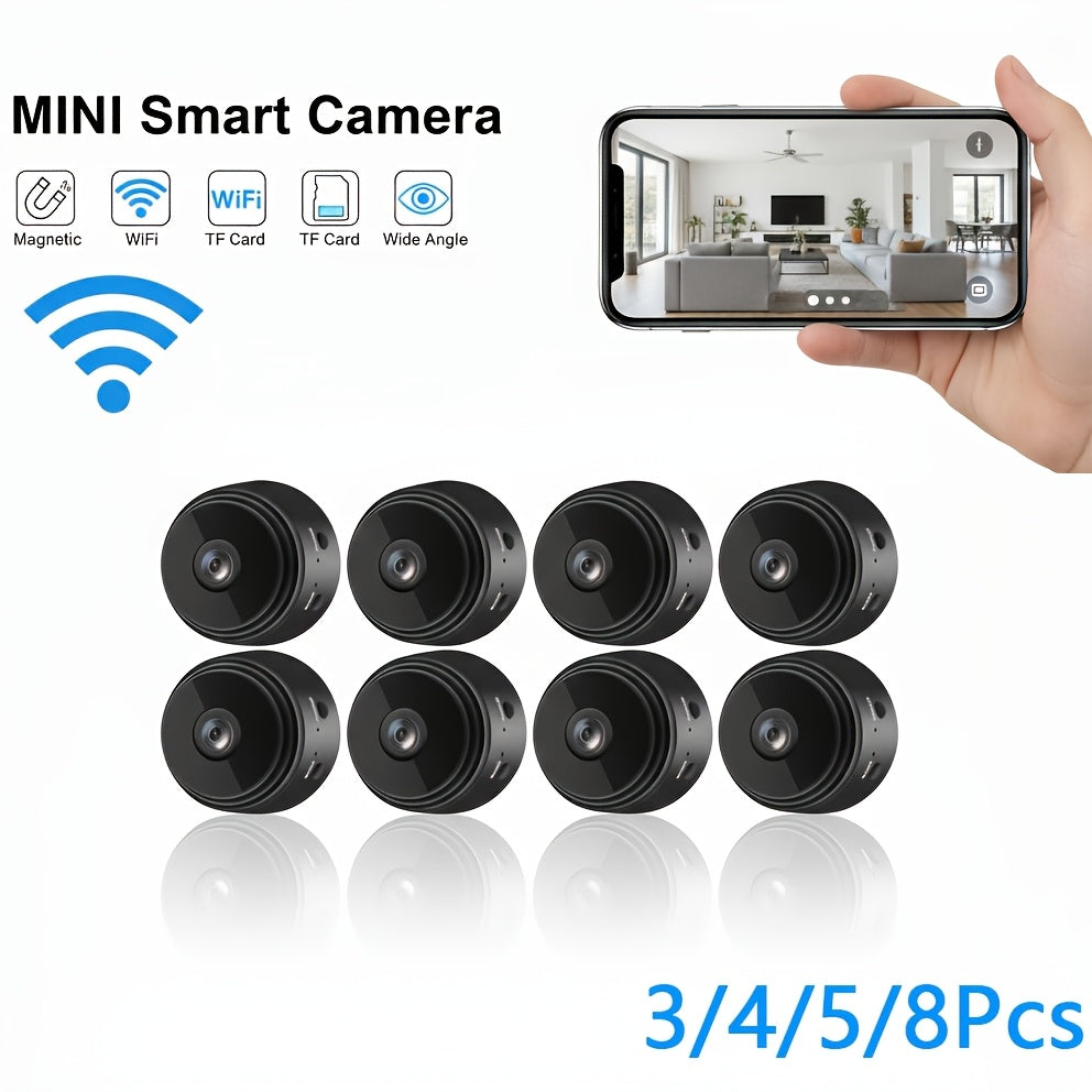 App-Controlled Mini Surveillance Camera Set, WiFi Cameras with Listed Motion Detection and Night Vision in 5- or 8-Piece Monitoring Packages