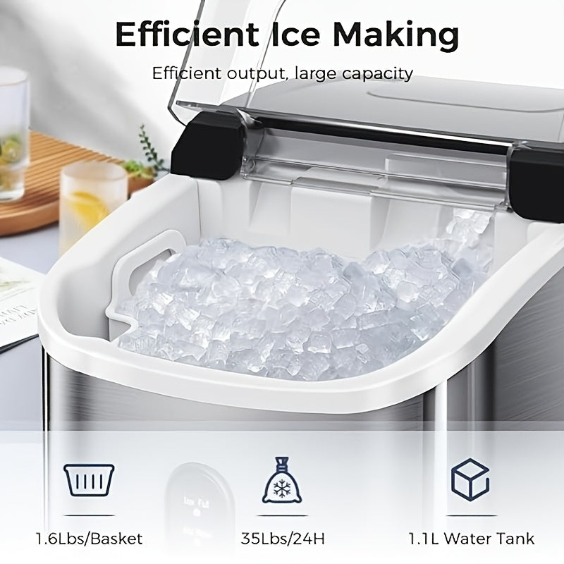 Countertop Ice Maker with Black Bullet Ice or Black and Stainless Steel Silvery Nugget Ice Options, Listed 26 or 35lb Daily Output for Home Kitchen Drinks