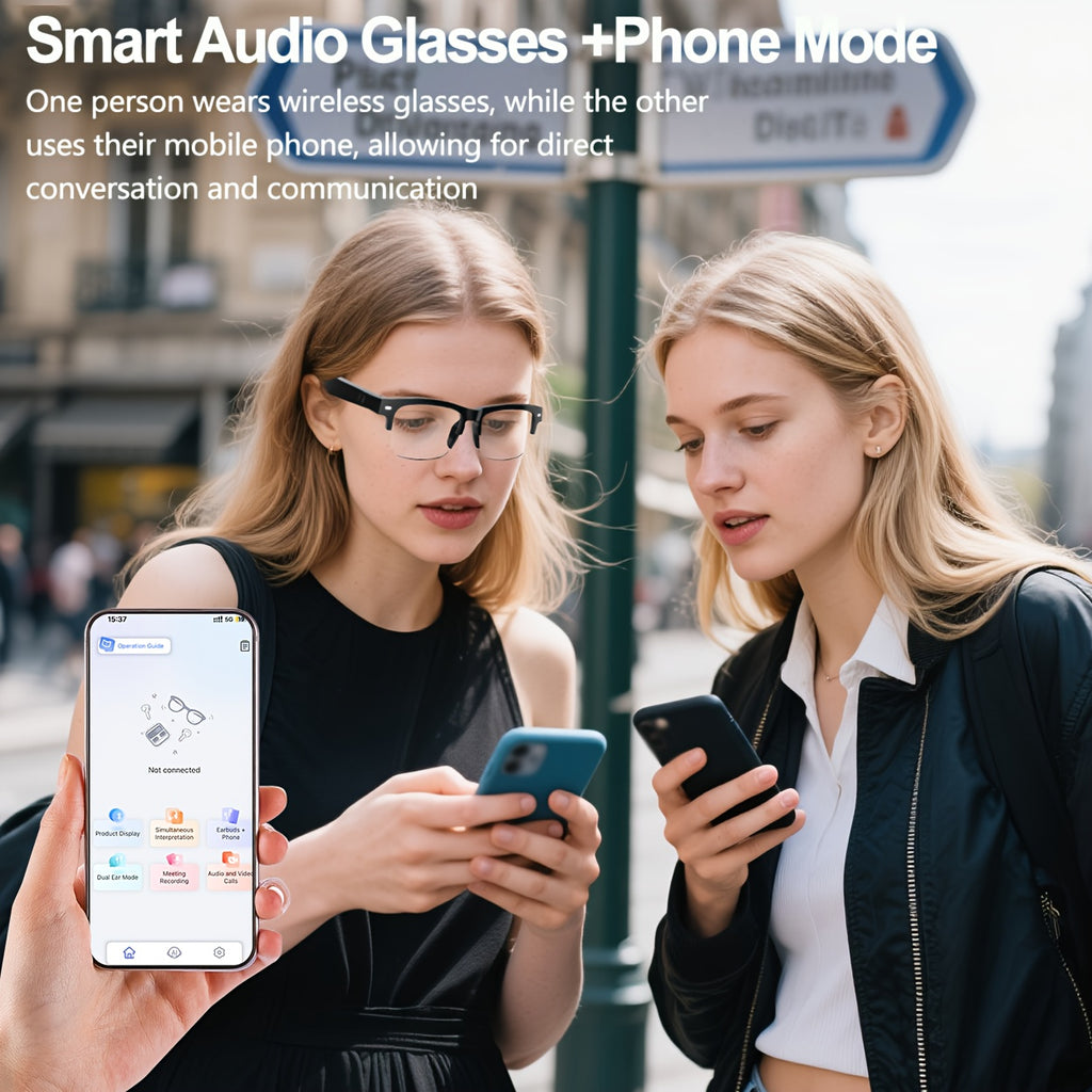 Magnetic Charging Translation Glasses for iOS and Android, Listed 160-Language AI Wearable with Microphone, Speaker and Voice Calls in Multiple Model Options