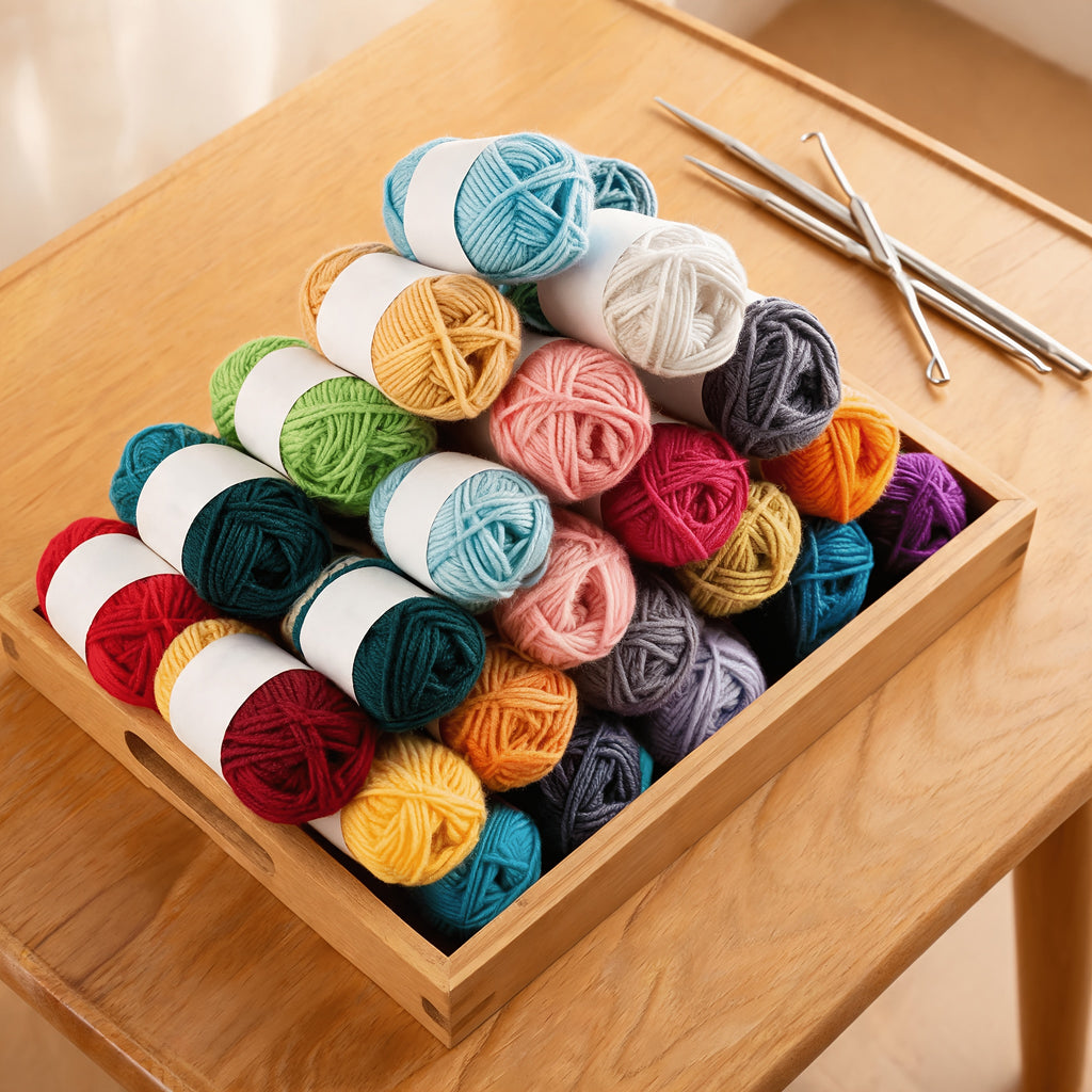 Crochet Yarn Bundle with Listed 25g Rolls and Four-Strand Construction, 30- or 60-Piece Options for DIY Scarves, Hats, Bags, Dolls and Coaster Crafts