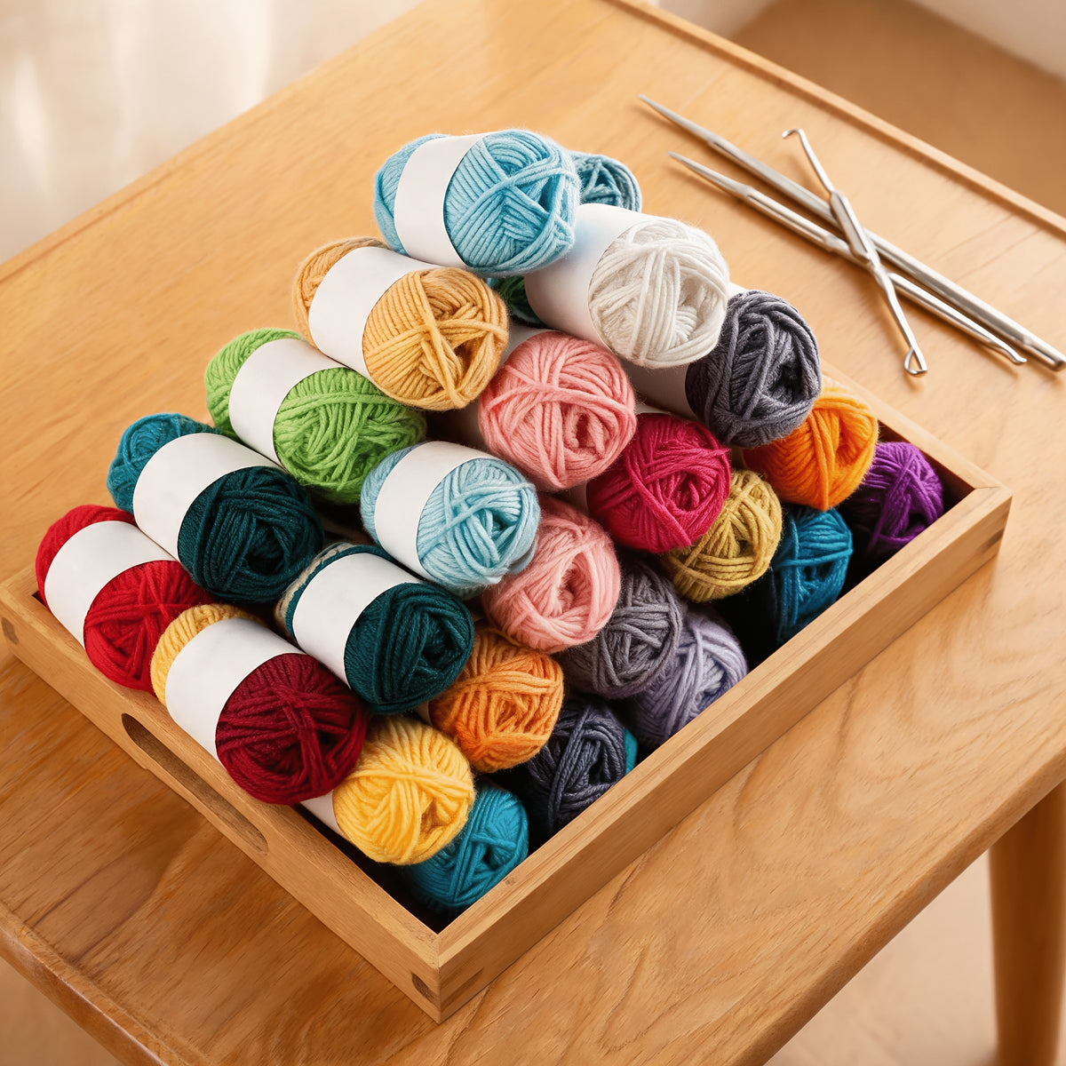 Crochet Yarn Bundle with Listed 25g Rolls and Four-Strand Construction, 30- or 60-Piece Options for DIY Scarves, Hats, Bags, Dolls and Coaster Crafts