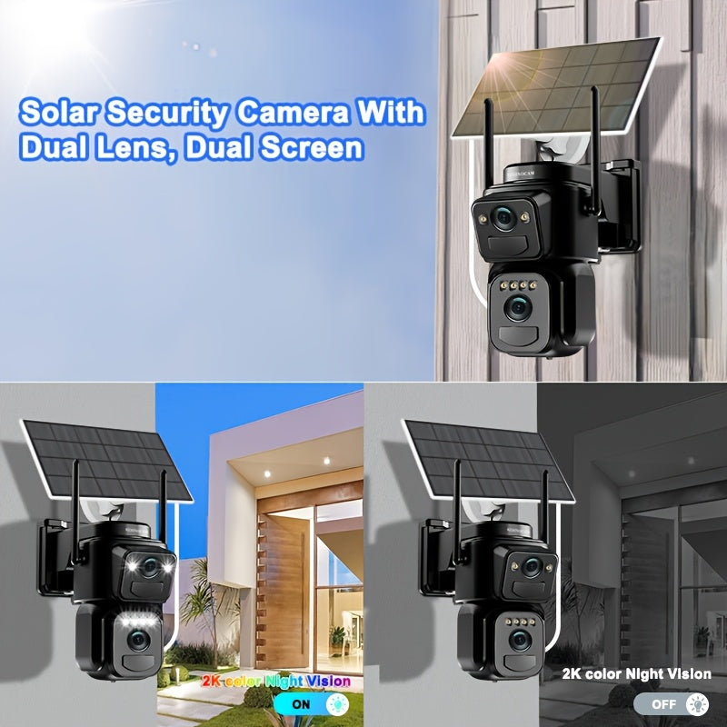 Solar WiFi Security Camera QW8-WIFI with Listed 2K Video, Motion Detection, Spotlight Alarm, Color Night Vision and Two-Way Audio for Home Monitoring