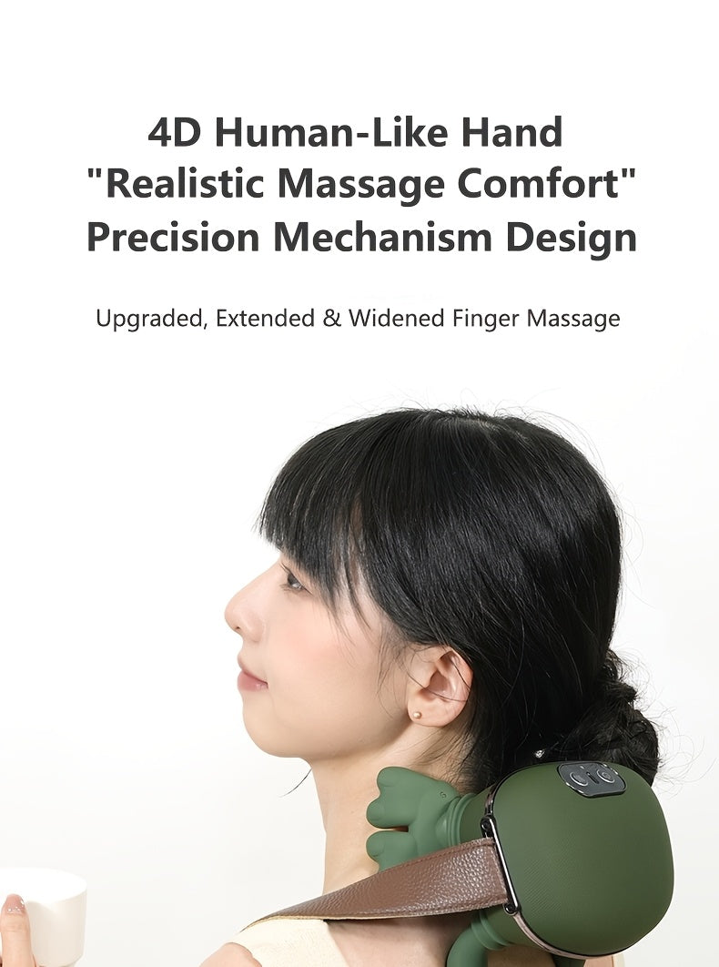 Heated Shiatsu Neck Massager with Listed 4D Hand-Style Kneading, Dual-Zone Warmth and Wireless Portable Design for Instruction-Guided Adult Home Massage Routines