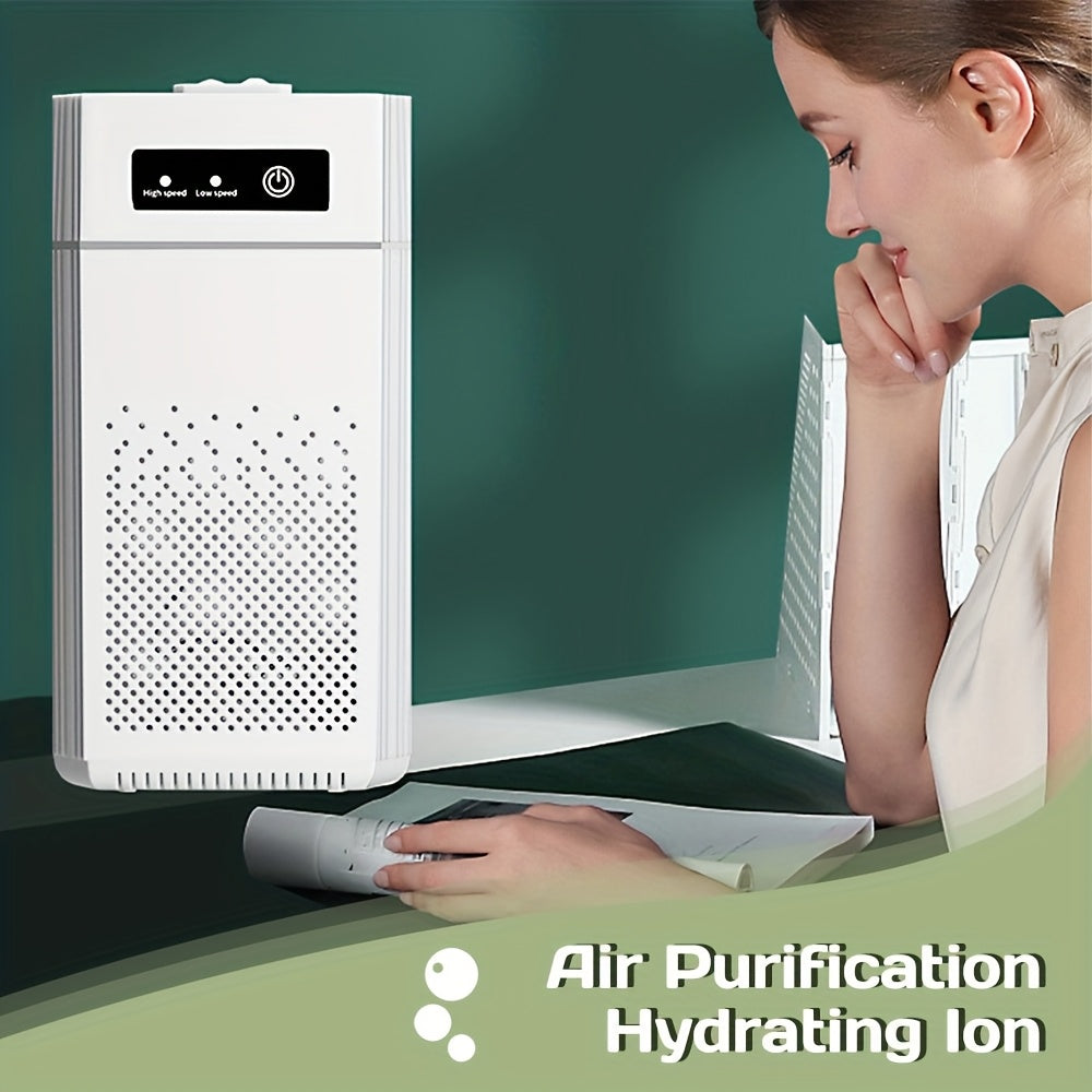 Portable USB Air Purifier in White with Listed H13 True HEPA and Activated Carbon Filters, Small-Space Air Cleaner for Bedroom and Home Office Placement
