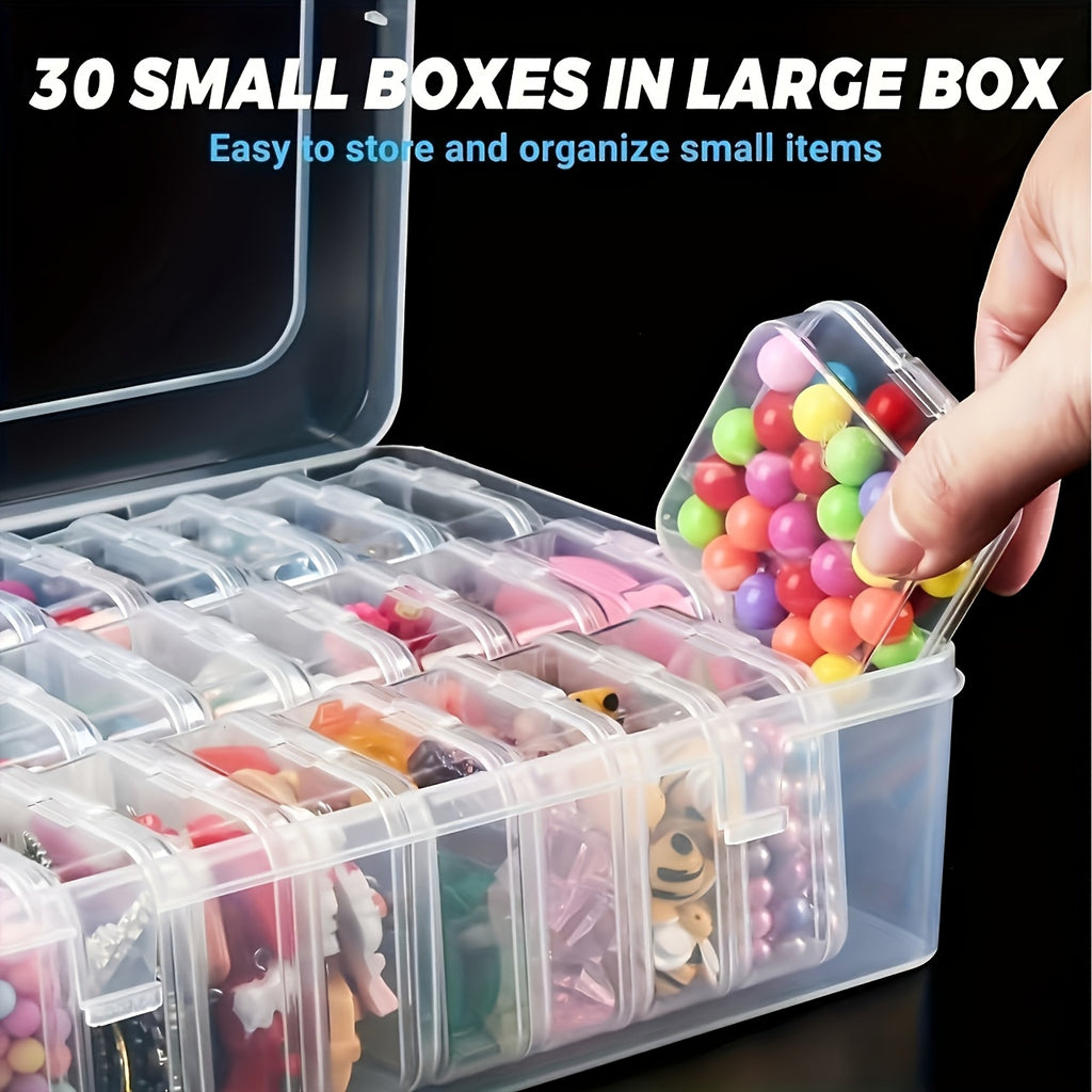 Bead Organizer Storage Box with Drawers and Stackable Plastic Design, Listed 60, 90, 120 or 180 Pocket Options Including Pink for Jewelry and Hair Accessory Sorting