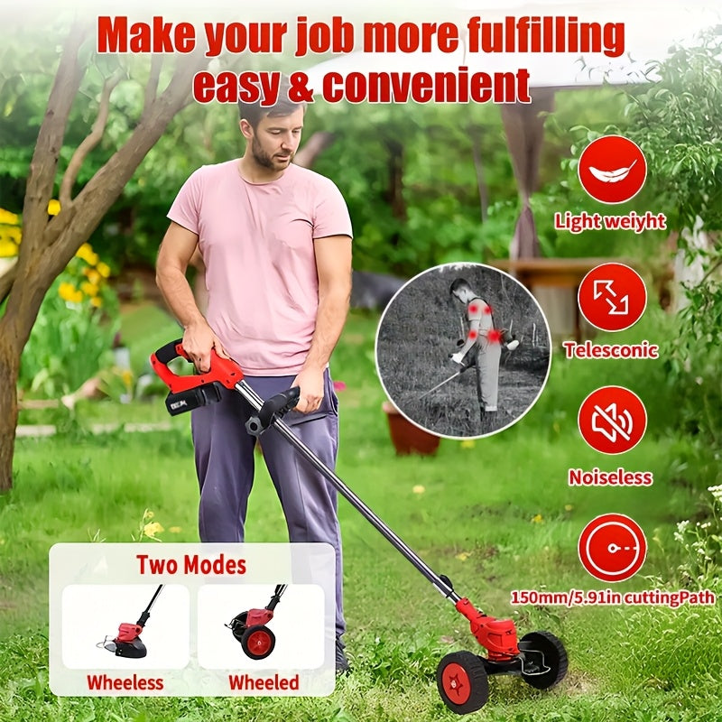 Cordless Garden Weeder with Listed Three Blade Types and Lithium Battery Power, Multiple Color and Upgraded, Enhanced or Courtyard Packages for Adult Yard Care