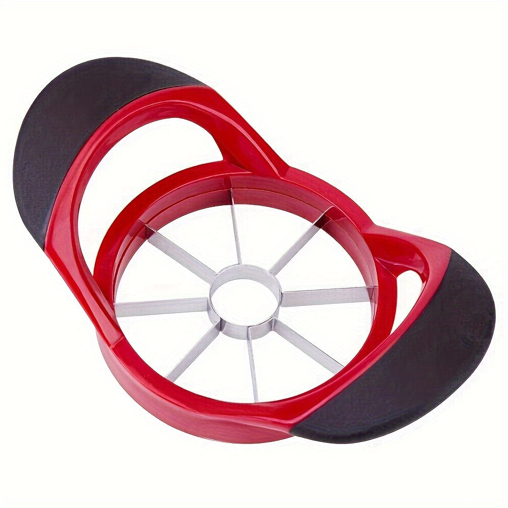 Stainless Steel Apple Slicer with Red Ergonomic Design, One-Piece Coring and Slicing Tool for Home Cooking, Fruit Snacks and Apple Baking Preparation