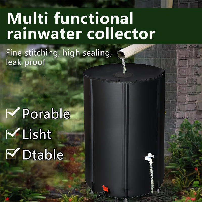 Rain Barrel Water Collection Tank with Multiple Listed Capacities, Plastic Garden Water Storage Container in Black or Green for Backyard Watering and Lawn Care