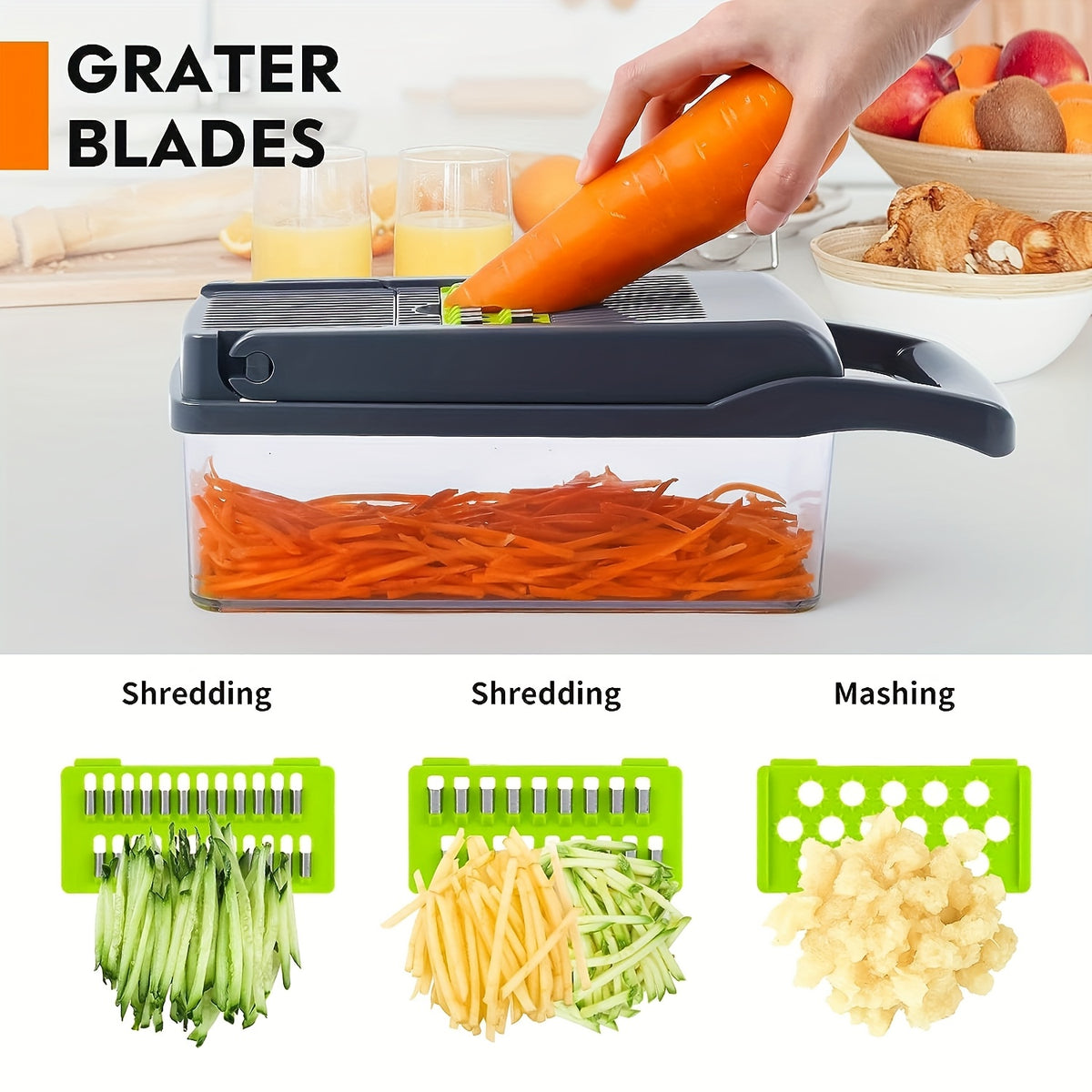 14-in-1 Vegetable Chopper with Container, Multifunctional Onion Dicer and Fruit Cutter for Everyday Kitchen Ingredient Preparation and Home Cooking