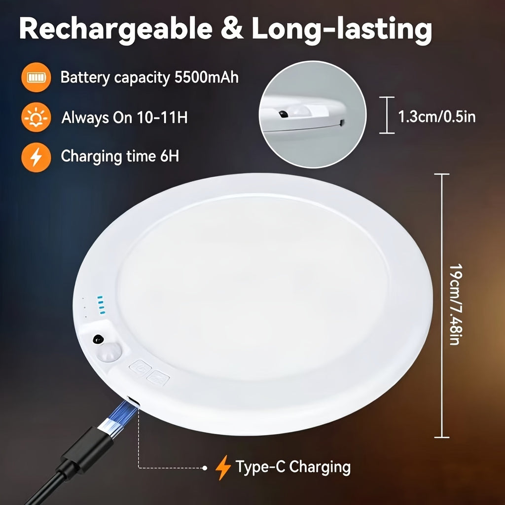 Rechargeable LED Ceiling Lights 2-Pack with Motion Sensor, Remote Control and Magnetic Design, Listed 5500mAh Battery and Three Lighting Modes for Home