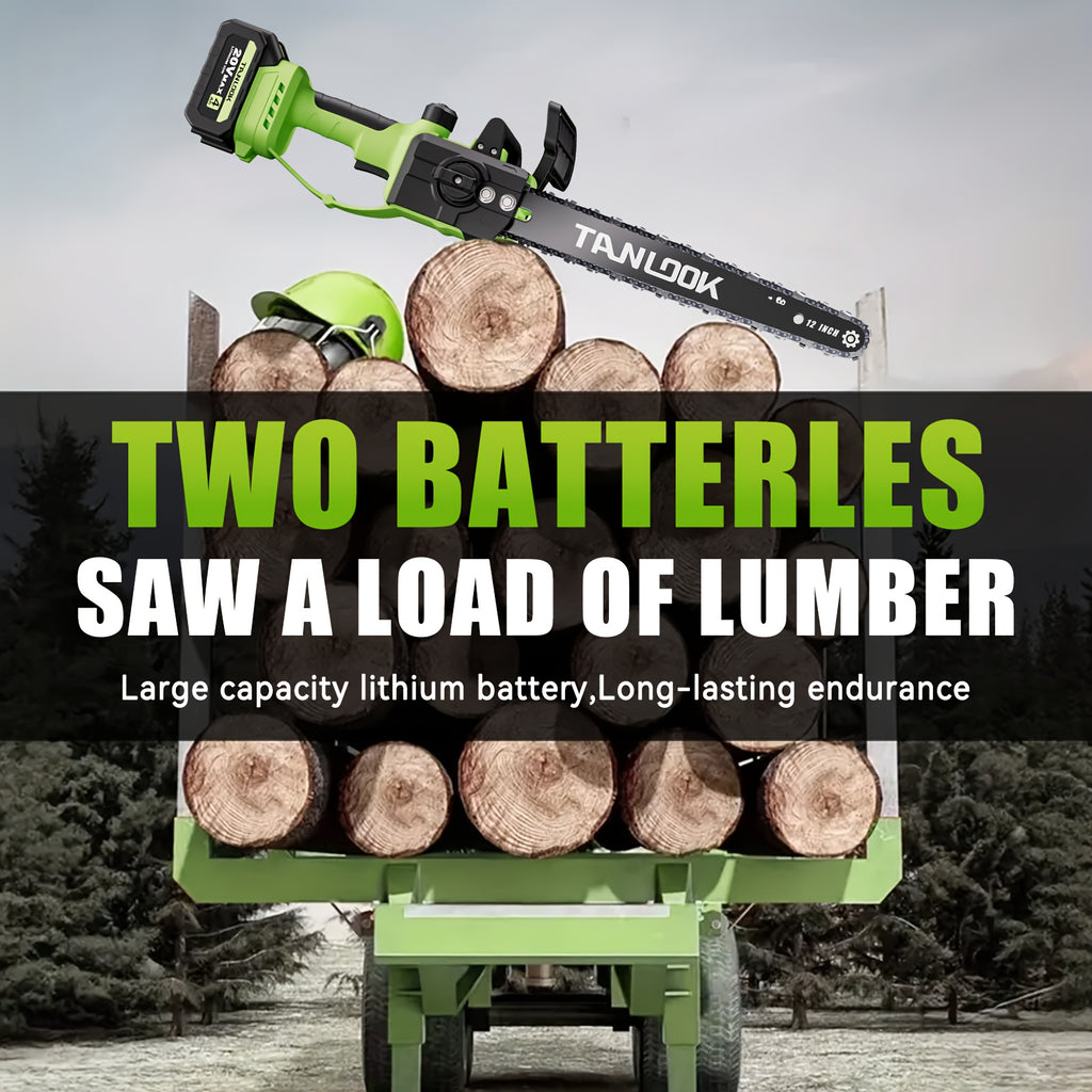 Battery-Powered Electric Chainsaw for Garden Pruning and Wood Cutting, Cordless Rechargeable Tool with Multiple Colors and One- or Two-Battery Kit Options