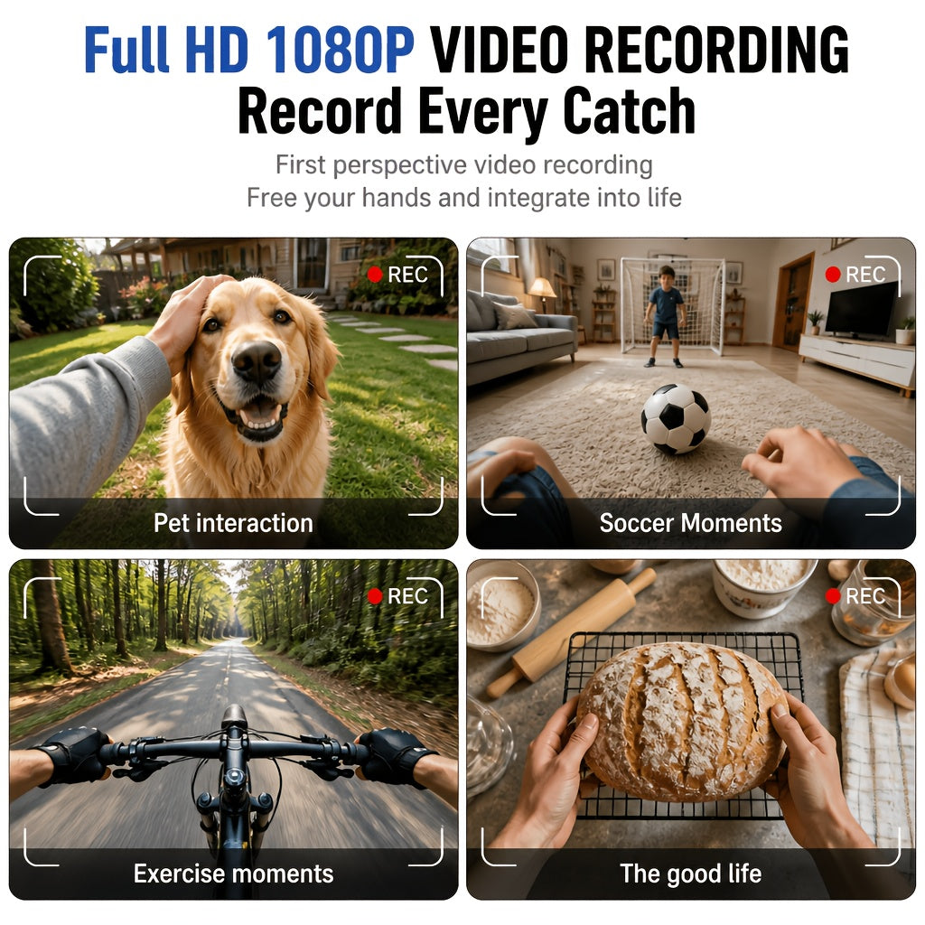 Black Smart Camera Glasses with Listed 8MP Photos, 1080P Video, Photochromic Lenses, Dual Speakers and 260mAh Type-C Charging for Travel and Office Use