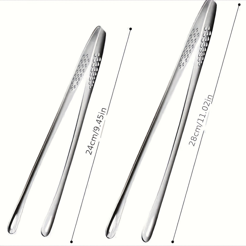 Multipurpose Stainless Steel Food Tongs, 24cm or 28cm Serving Utensil Options for Bread, Ice, Barbecue Meals, Baking Tasks and Camping Kitchen Preparation