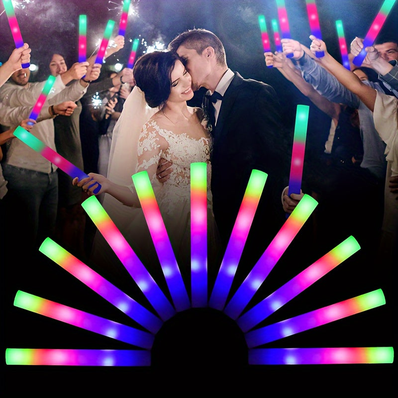 Flashing LED Foam Glow Sticks for Party Favors, 30- or 60-Piece Options for Wedding Receptions, Birthday Celebrations, Concerts and Holiday Events
