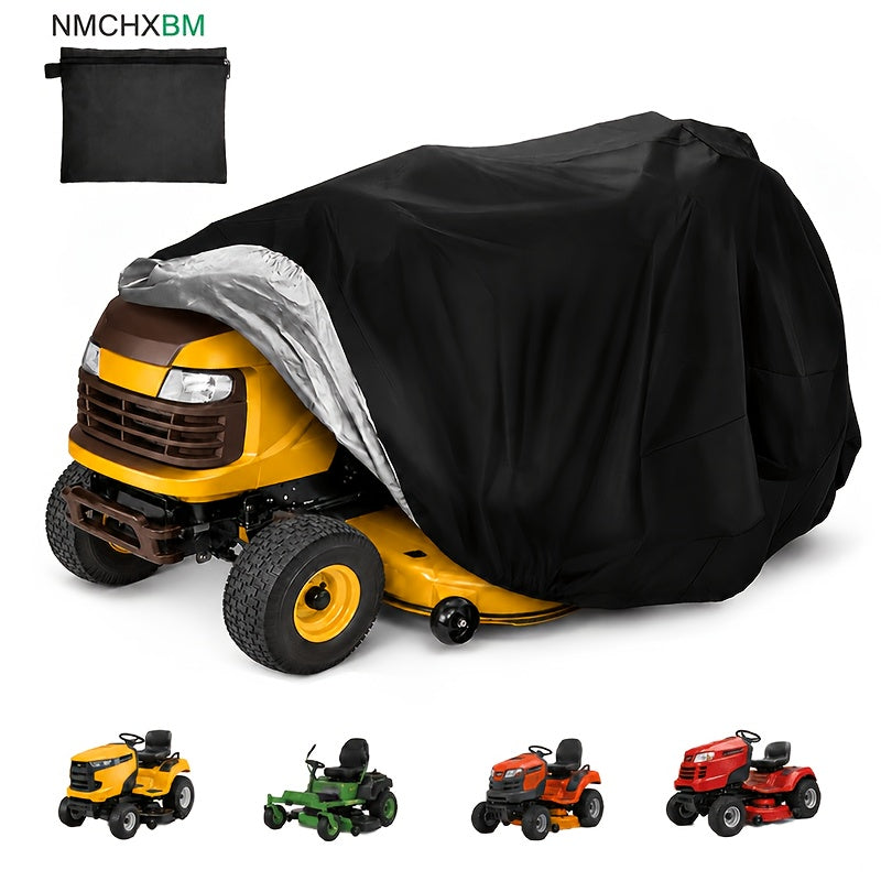 Lawn Mower Cover with Securing Straps and Storage Pockets, Black 800D Polyester Oxford Fabric Cover for Compatible Lawn Equipment and Tractor Storage