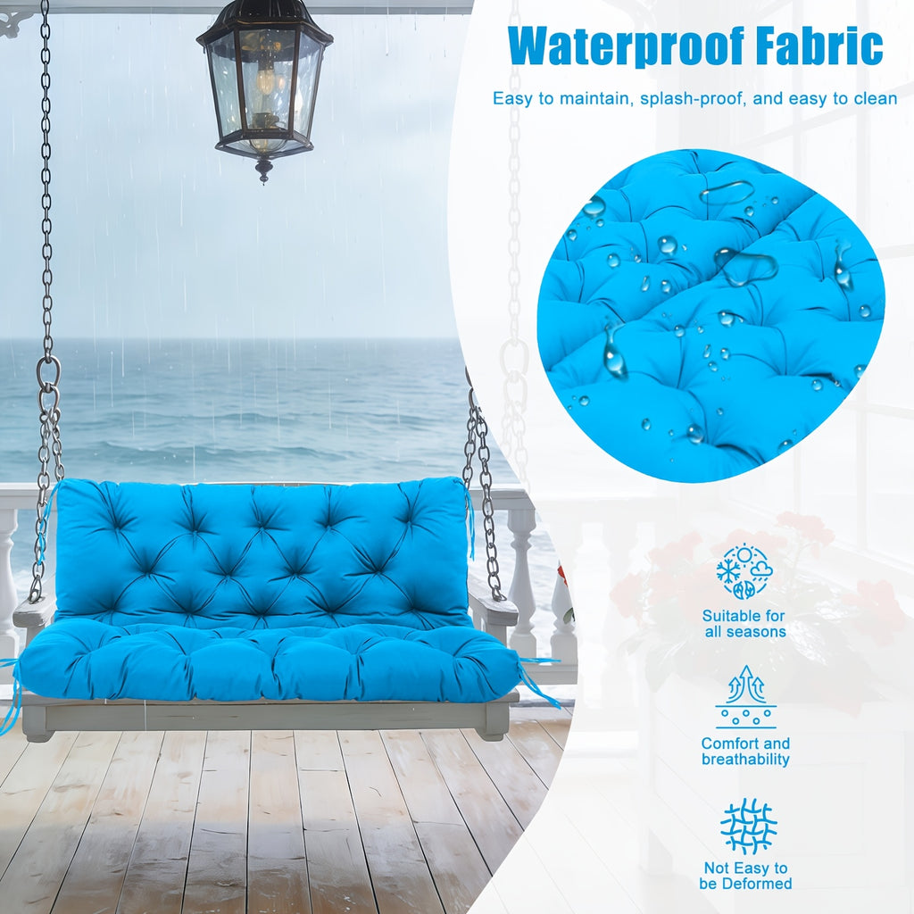 Porch Swing Replacement Cushion with Backrest and Ties, Listed 5-Inch Thickness, 48 or 60-Inch Size Labels and Five Color Choices for Patio Bench Seating