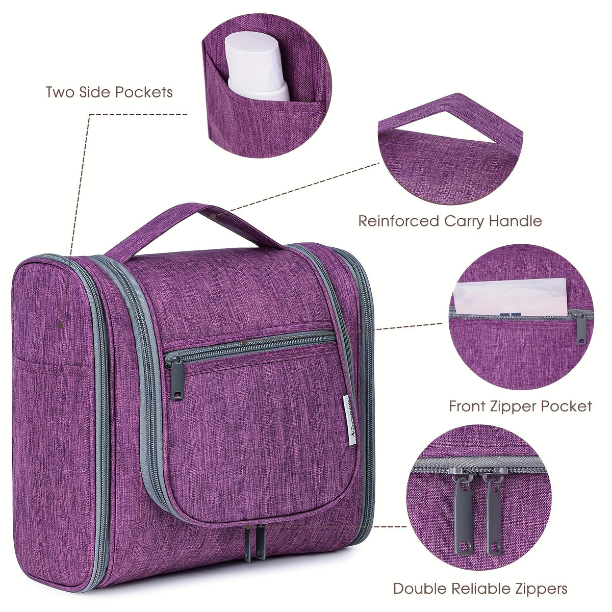 Hanging Toiletry Bag for Women with Hook and Multiple Pockets, Large Travel Makeup Organizer with Carry Handle in 16 Options for Trips and Gym