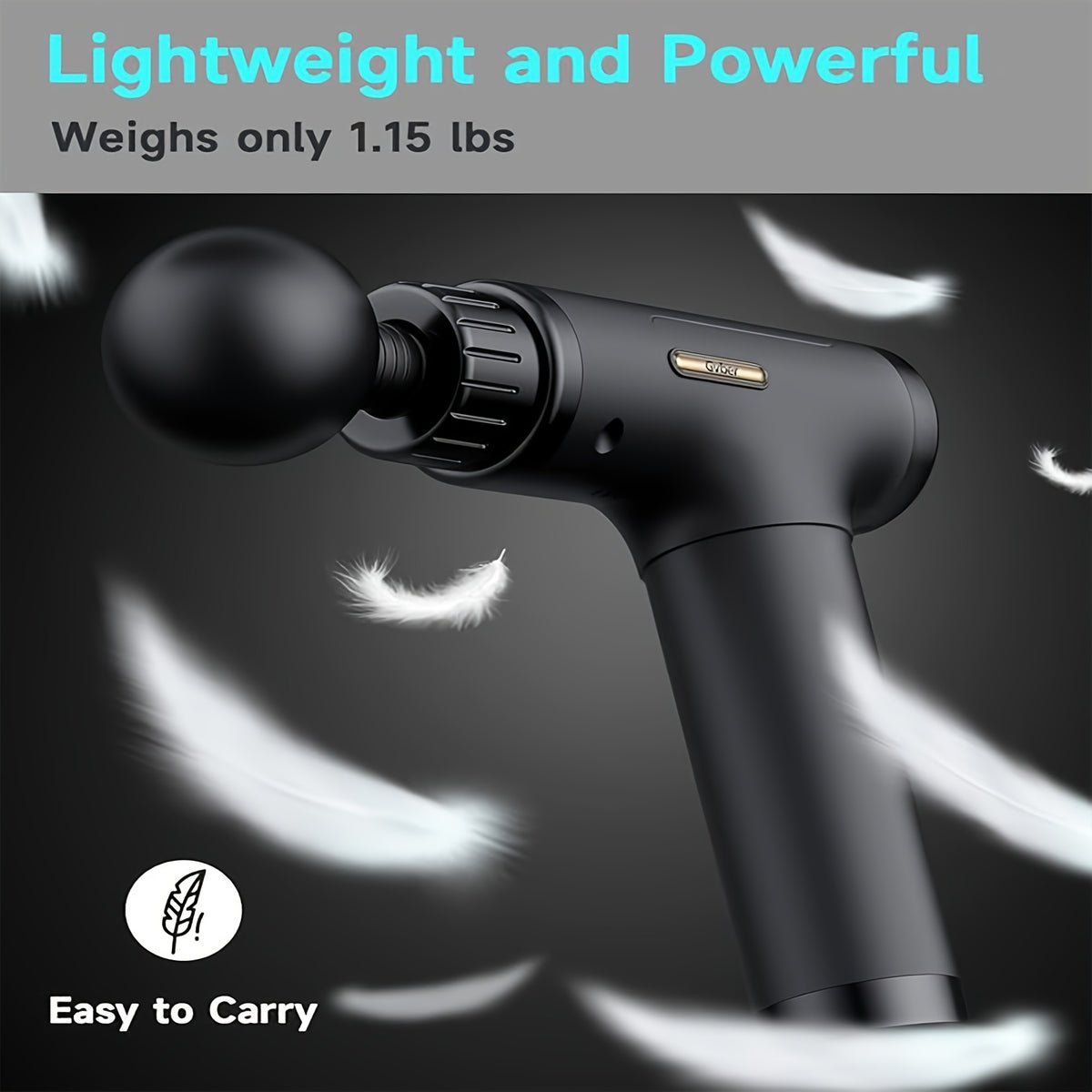 Rechargeable Percussion Massage Gun with 6 Massage Heads, LED Speed and Battery Display, Ergonomic Handheld Design and USB Charging Cable for Home and Gym