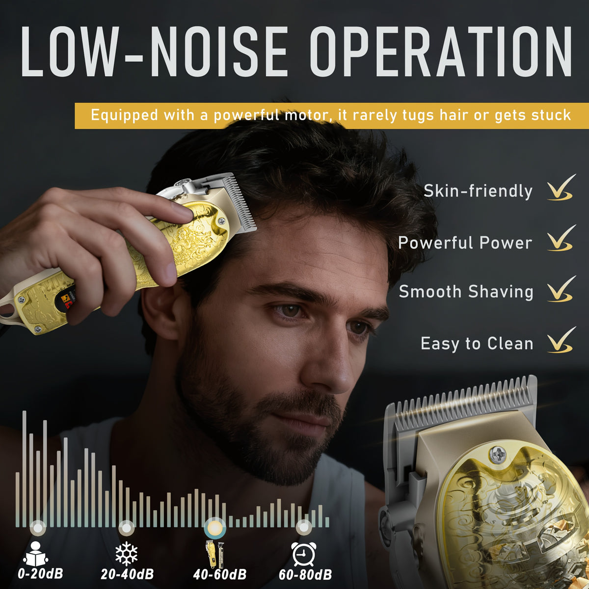 LQT Hair Clipper Set for Men with USB Rechargeable Design, Retro Styling and Golden Dragon Package Options for Home Haircuts, Detailing and Grooming Gifts