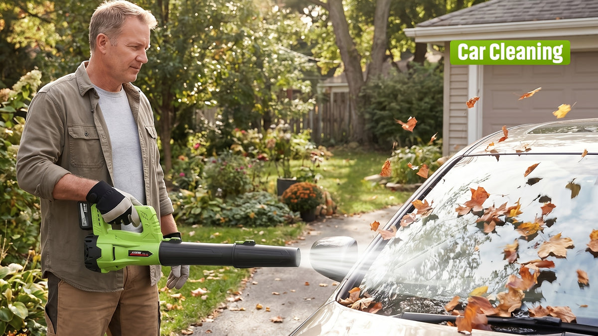 Extension Nozzle Leaf Blower with Non-Slip Handle, Green 4000mAh or Yellow 2000mAh One- and Two-Battery Options for Outdoor Leaf Cleanup and Yard Maintenance