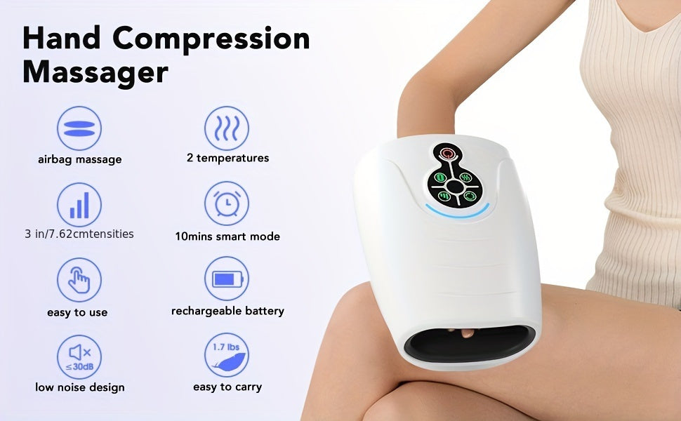 Palm Press Hand Massager in White for Instruction-Guided Adult Home Relaxation Routines, Personal Care Gift Ideas for Parents and Family