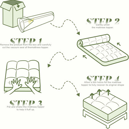 Filled Mattress Topper with Mesh Structure and Listed 1200 GSM, Twin, Full, Queen or King Bedding Layer with Standard, Upgraded and Random Color Options