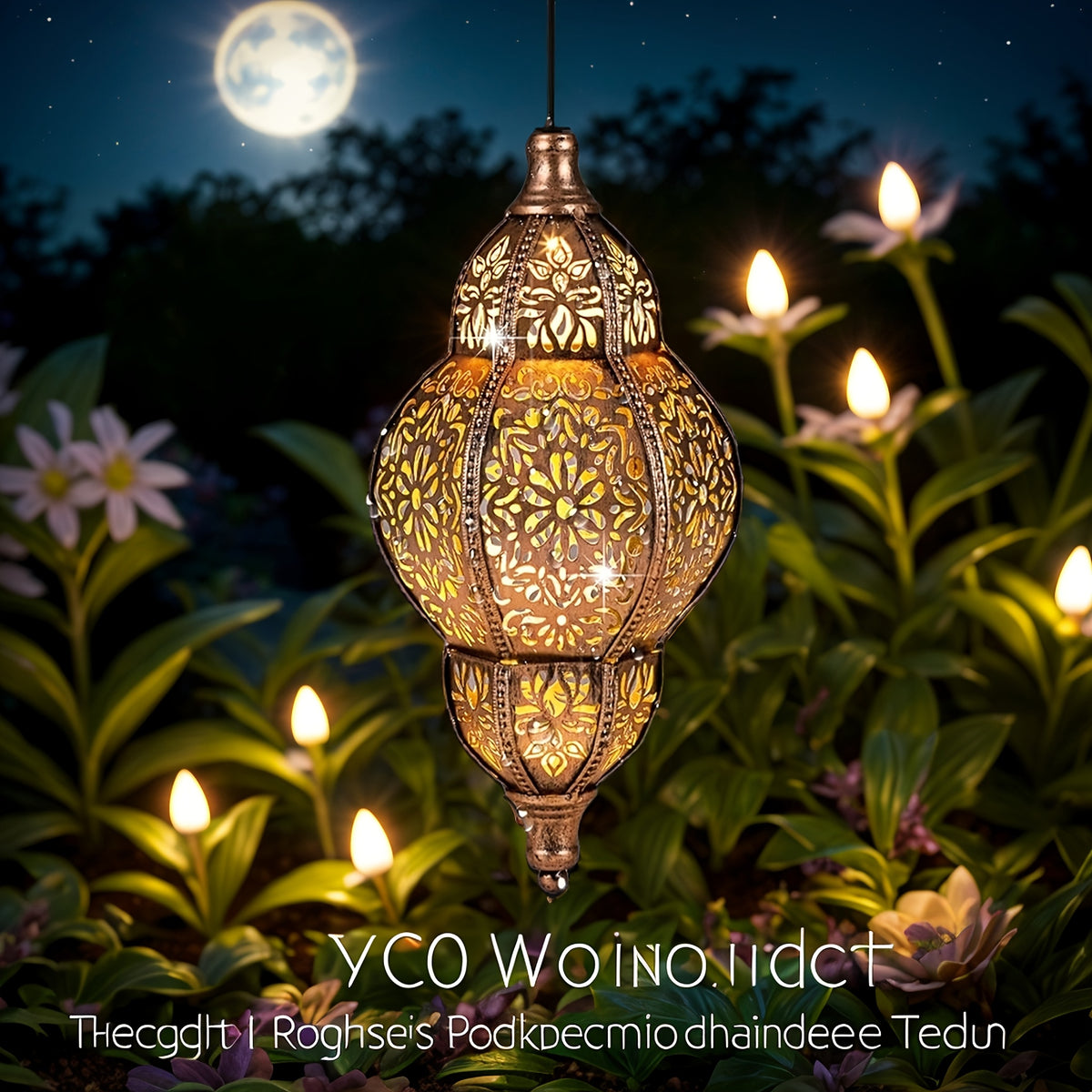 Solar Pendant Lantern in Copper Color with Listed Hollow-Out Iron Design and 27.17-Inch Size Wording for Decorative Patio, Garden, Deck and Porch Displays