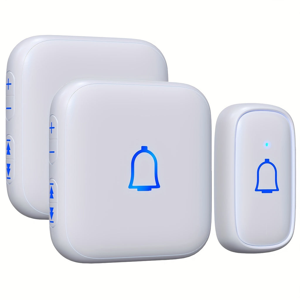 Wireless Doorbell Chime Kit with 1 Button and 2 Chimes, 56 Melodies, 7 Volume Levels and Mute Mode, Listed 1000ft Range for Home and Office