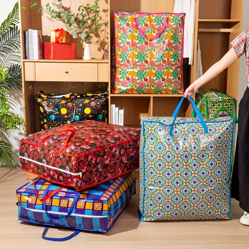 Single Zippered Moving Storage Bag in Six Color Options for Clothes, Bedding and Seasonal Supplies, Large-Size Wording for Closet and Under-Bed Organization