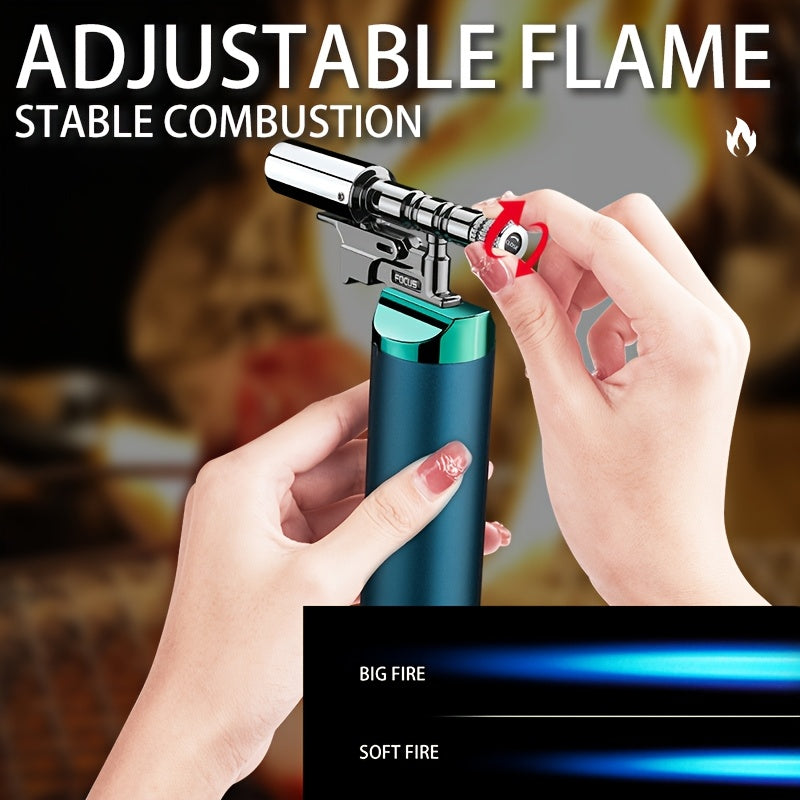 Refillable Torch Lighter, Gas Not Included, Adjustable Flame Reference in Black or Bohemian Options for Adult Barbecue, Camping and Kitchen Equipment