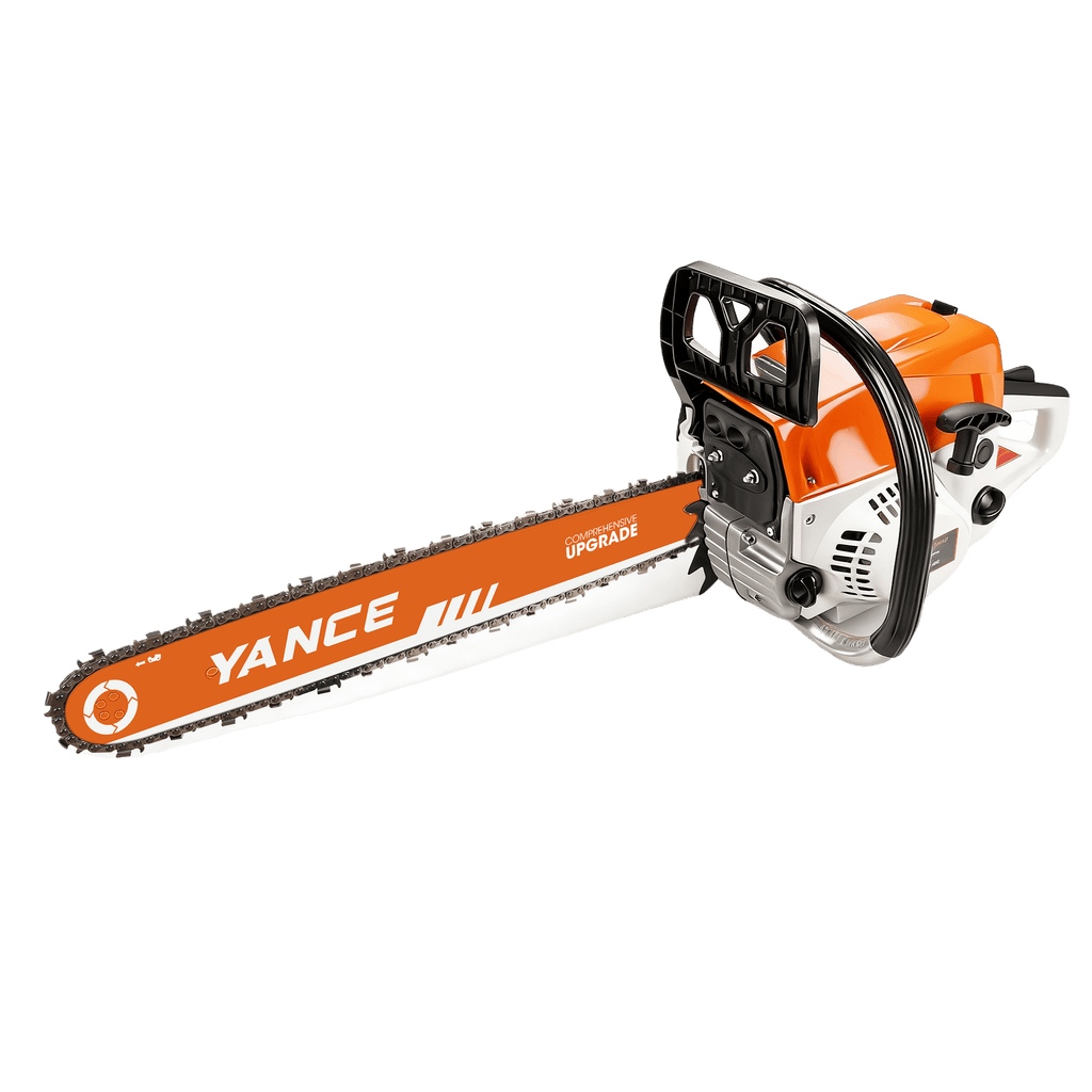 62cc Gasoline Chainsaw with Two-Stroke Engine and Listed Anti-Vibration Handle, Orange Upgraded Option for Trained Adults' Outdoor Wood-Cutting Tasks