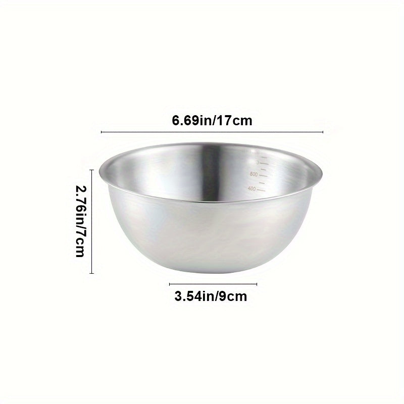 Mixing Bowls with Measuring Marks, Three-Piece Polished Stainless Steel Set in Small, Medium and Large Sizes for Baking, Salad Mixing and Kitchen Prep
