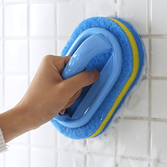 Blue Household Cleaning Sponge for Compatible Kitchen and Bathroom Surfaces, Multipurpose Cleaning Tool with Listed Glass, Ceramic and Wall Cleanup Uses
