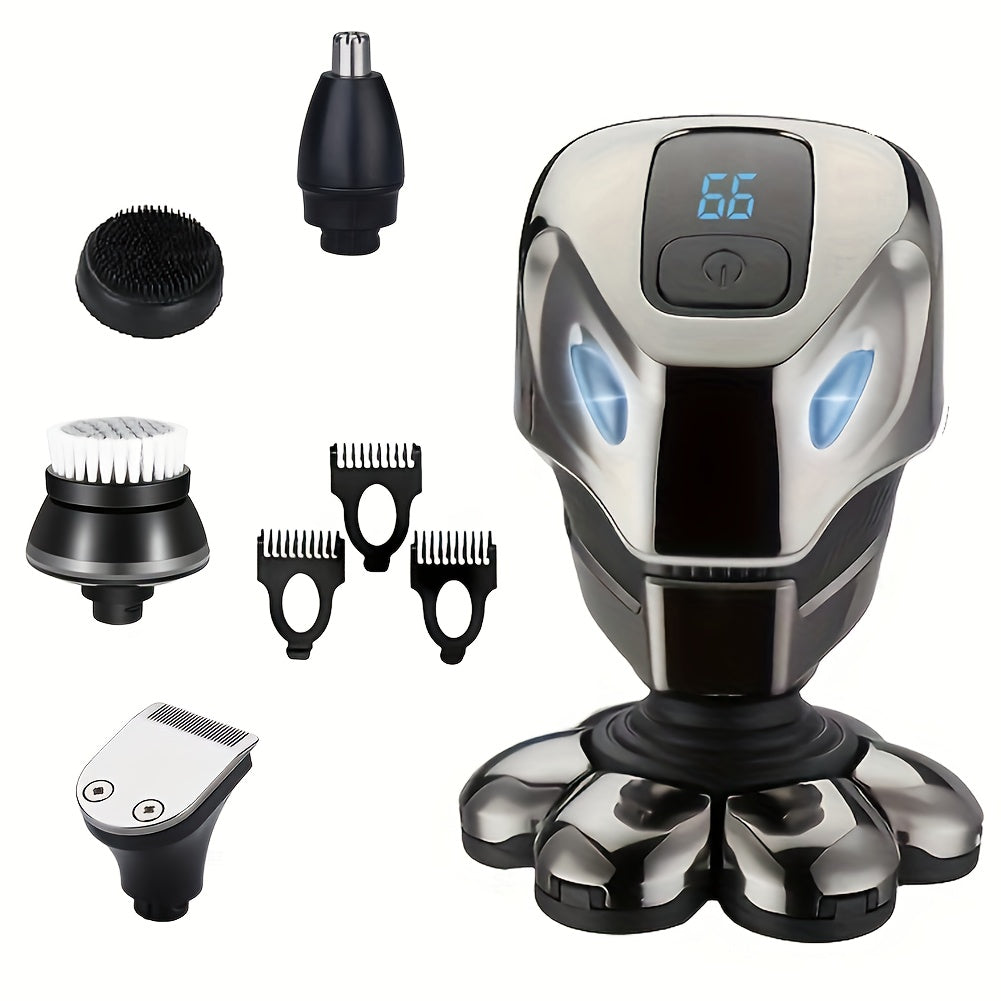 Men's Bald Head Shaver with Listed 7D Rotary Design and Rechargeable Operation, 5-in-1 Grooming Kit, Single-Function, Upgraded 2025 or A+ Options
