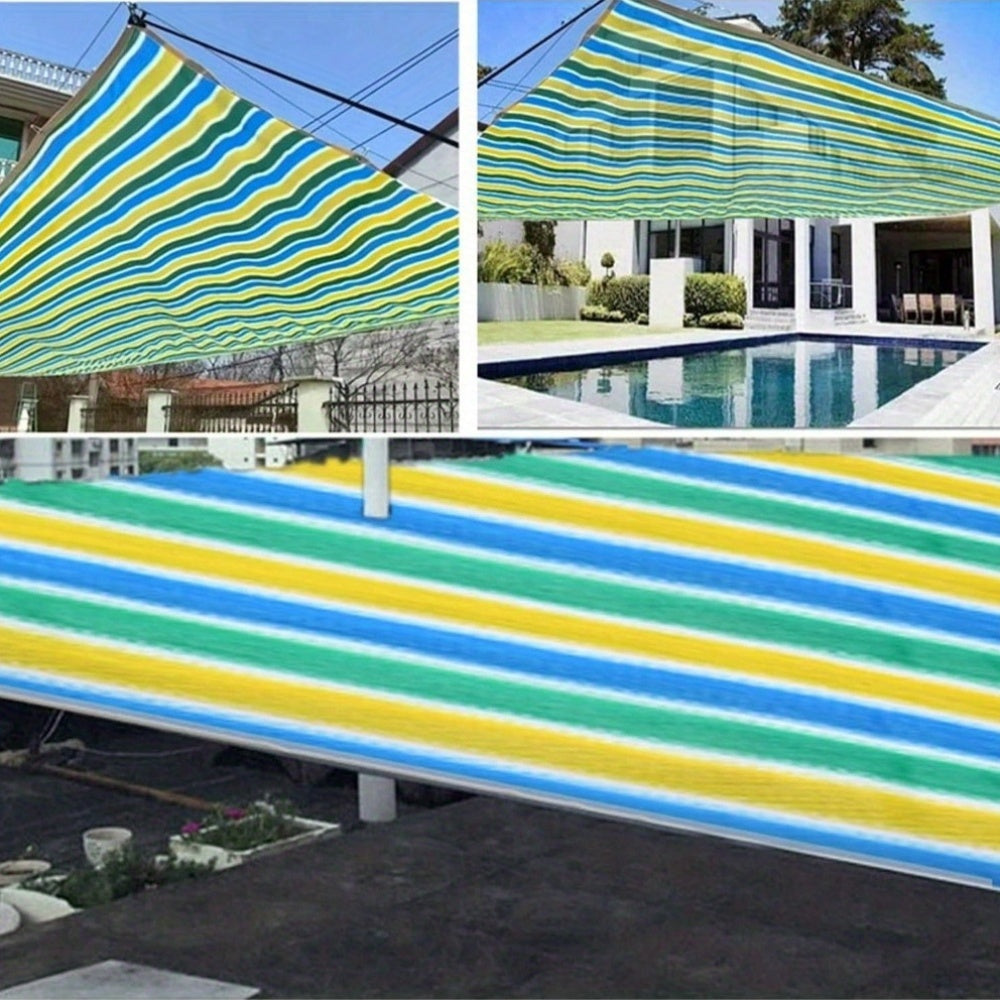 Sunshade Net with Multicolor Stripe Wording, Breathable Mesh Design and 78.74-Inch Square or 78.74 by 118.11-Inch Options for Garden and Terrace Shade Planning