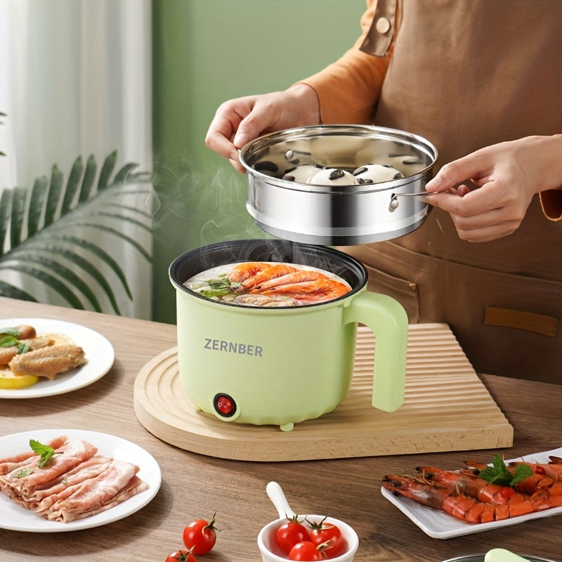 Triple-Power Electric Cooking Pot with Listed Nonstick Coating, ZERNBER 60.87oz A or B Model Labels for Compatible Hot Pot, Soup, Ramen and Kitchen Meal Preparation