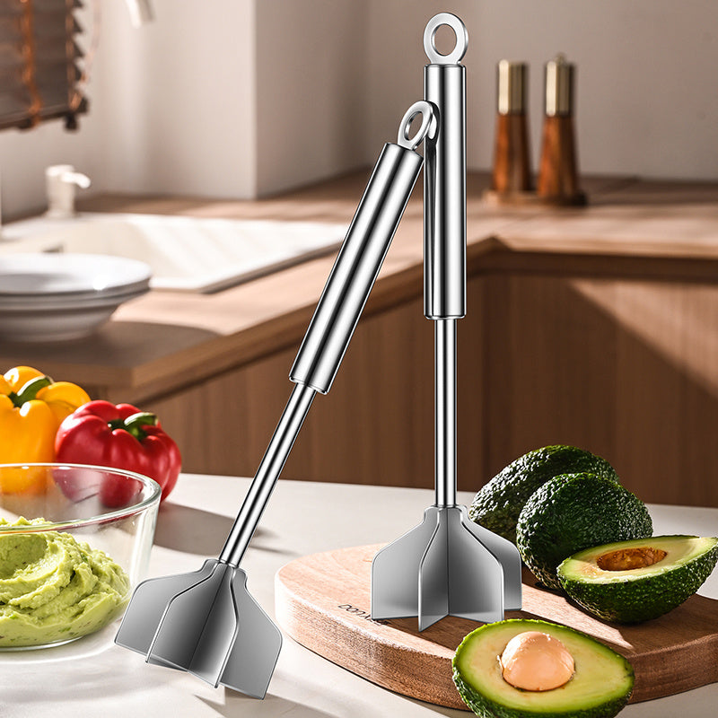 Six-Blade Stainless Steel Meat Chopper with Listed 304 Steel Construction, Single Manual Ground Beef Masher and Potato Mixing Tool for Home Meal Prep