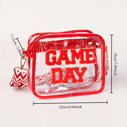 Clear Crossbody Bag with Listed PVC Transparent Body and Eight Color Options for Game Day Outfits, Concert Visits, Sports Events and Tailgating Plans