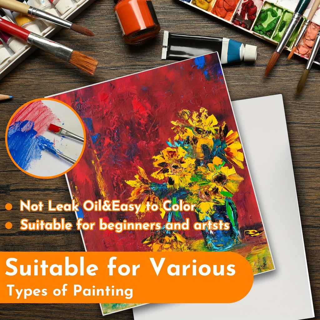 Set of 24 Canvas Panels Measuring 9X12 Inches - High-Quality, Acid-Free Primed Boards Suitable for Acrylics, Oils, And Mixed Media Art Materials