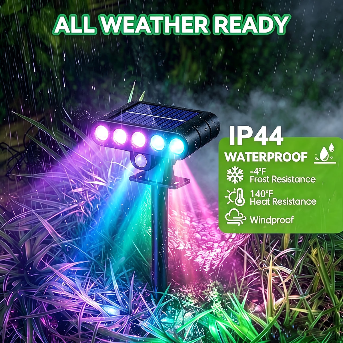 Solar Garden Accent Lights, Outdoor LED Landscape Spotlights with IP44 Rating, Warm White, Cool White or Colored Options for Patio and Holiday Decor