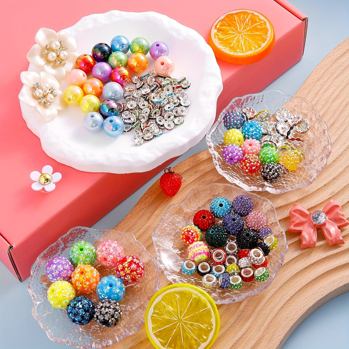 Bubblegum Beads for Beadable Pens, Listed 200-Piece Mixed Color Craft Assortment with 16mm and 20mm Chunky Bead Wording and Rondelle Spacers for DIY Keychain Projects