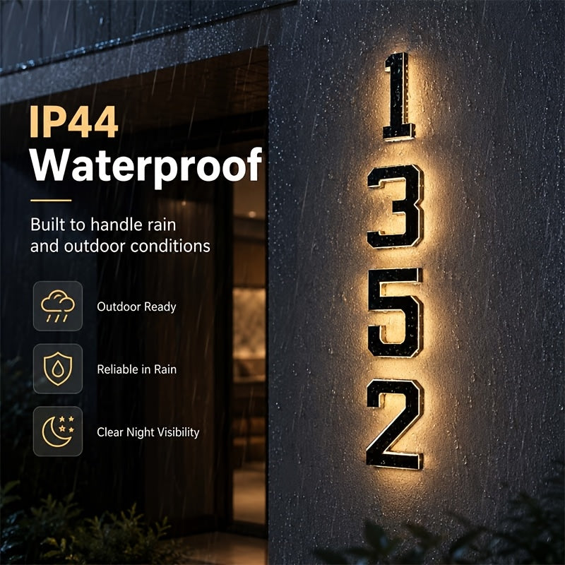 Solar House Number Light, 9-Inch Individual Number and Letter Options with Automatic Light Sensor for Porch, Courtyard Wall and Residential Address Display