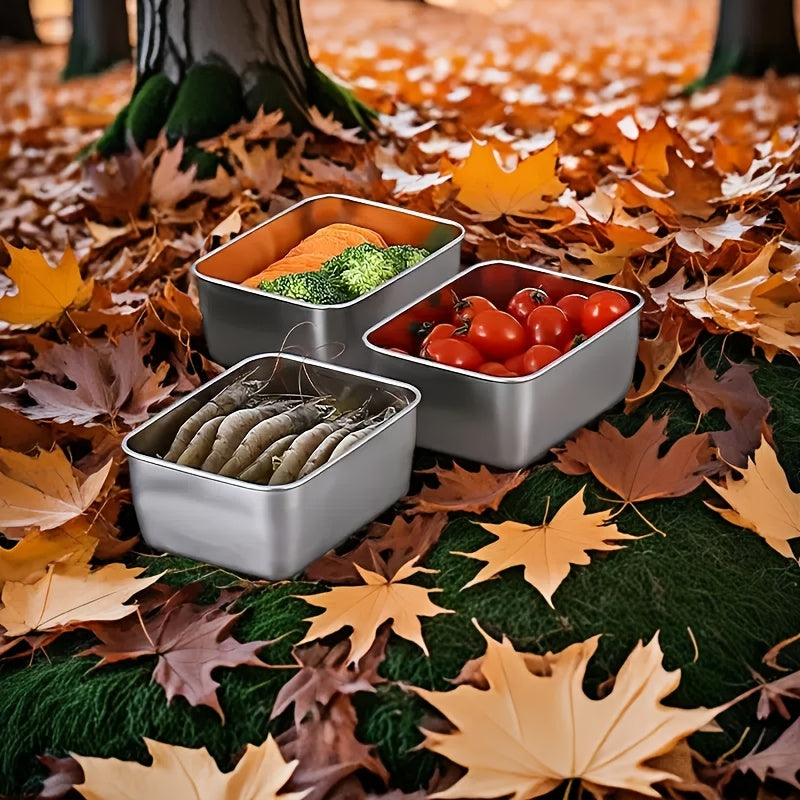Square Stainless Steel Food Storage Containers with Lids, Listed 6-Piece Reusable Kitchen Set for Refrigerator Sorting, Packed Lunches and Picnic Meal Planning