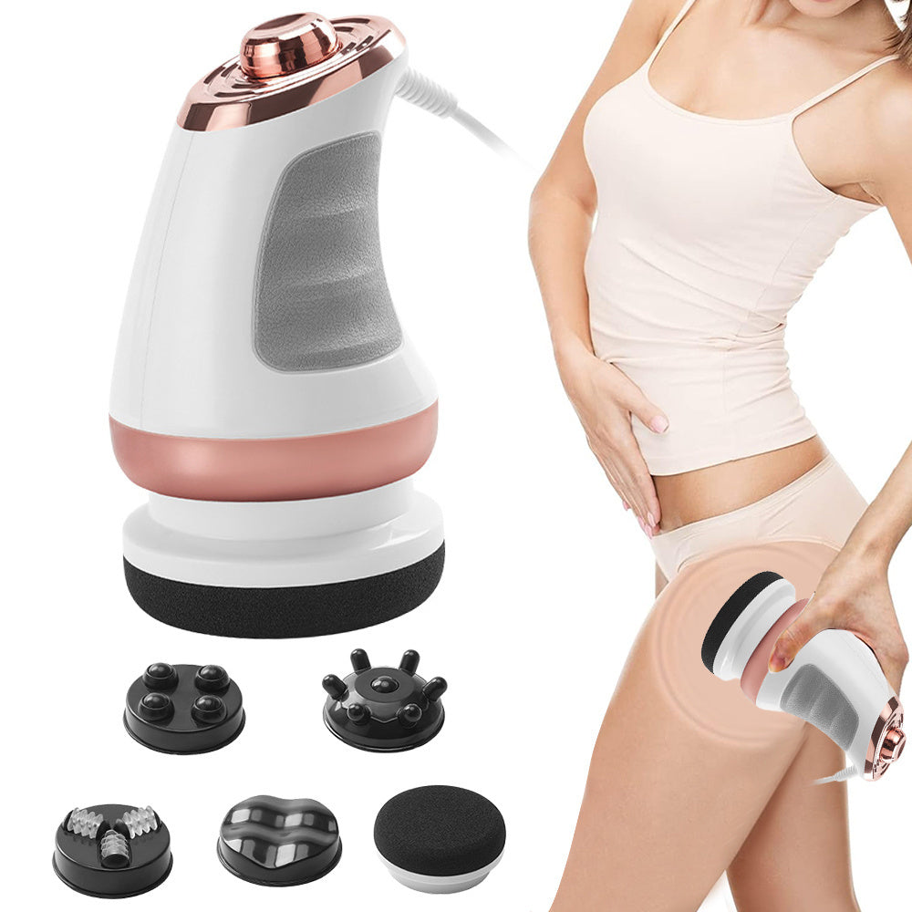 Variable Speed Body Massager with Five Interchangeable Heads and Three Washable Pads, Handheld Vibration Personal-Care Device for Home Massage Routines