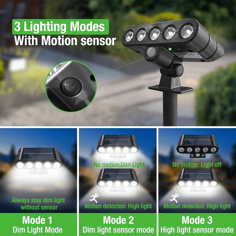 Adjustable Solar LED Outdoor Lights, Four-Pack with Listed 120-Degree Adjustment and Three Modes, Black Housing in White or Warm White Options for Patio and Garden