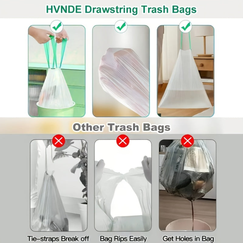 Boxed 13-Gallon Drawstring Garbage Bags, Disposable Household Bin Liners in Style 2 or Style 3 Options for Compatible Kitchen and Garden Waste Containers
