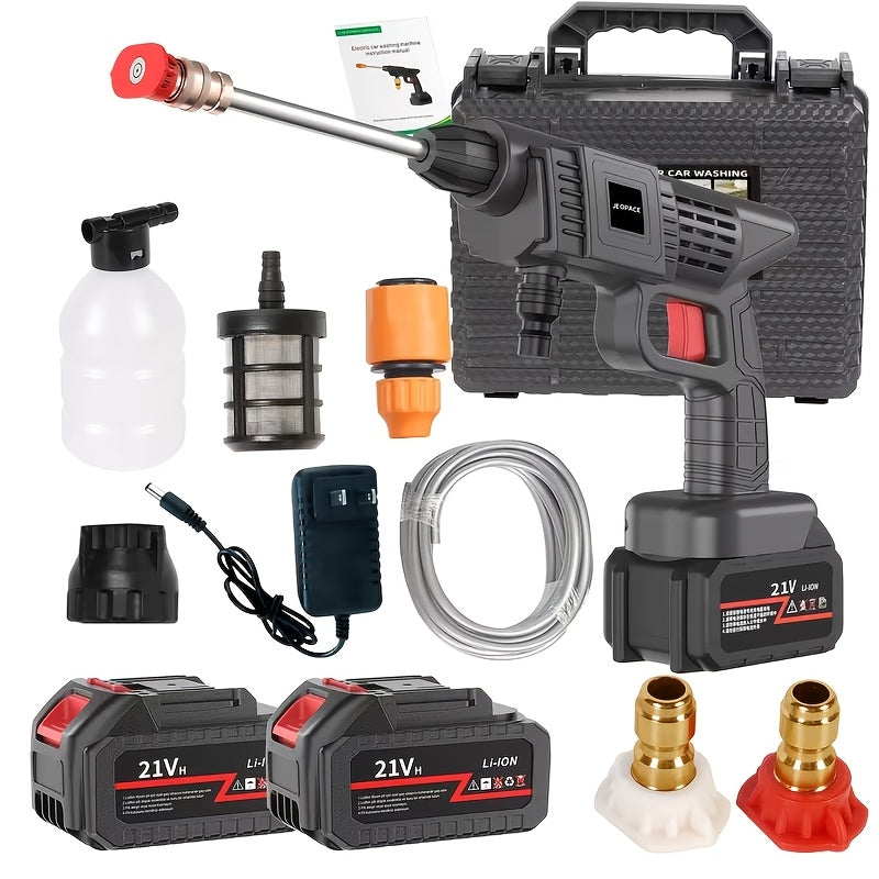 Cordless Pressure Cleaner with Single or Dual Rechargeable Battery Options, Foam Nozzle Reference and Multiple Color Labels for Car Care and Outdoor Cleanup