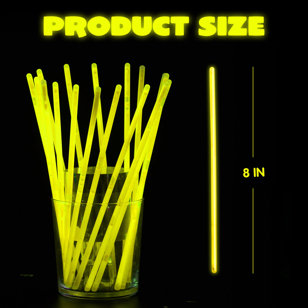 8-Inch Glow Sticks 144-Pack in Seven Colors, Bulk Glow Party Favors for Bracelet and Necklace Activities, Halloween, Birthdays and Football Celebrations
