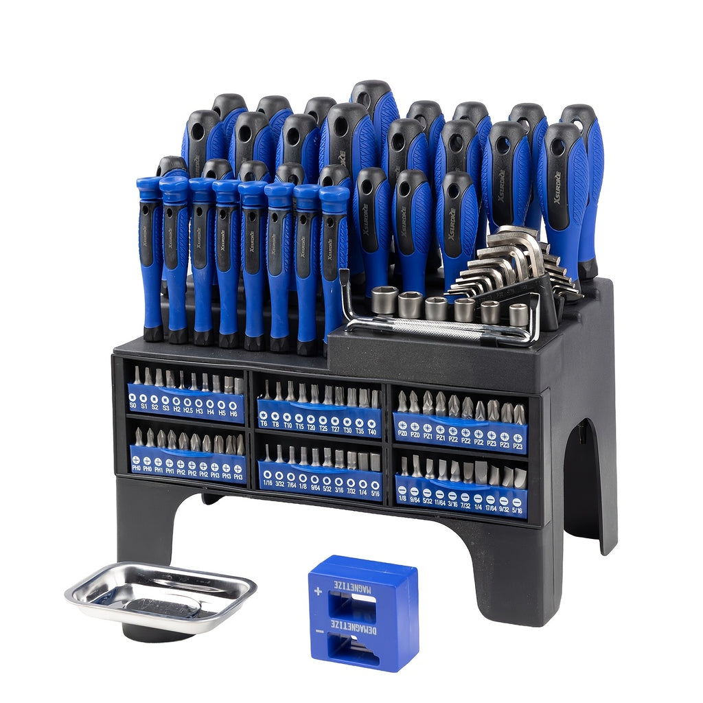 Magnetic Screwdriver Set with 100, 118 or 126-Piece Option Labels, Precision Drivers, Bits and Plastic Storage Wording for Home DIY and Electronics Projects